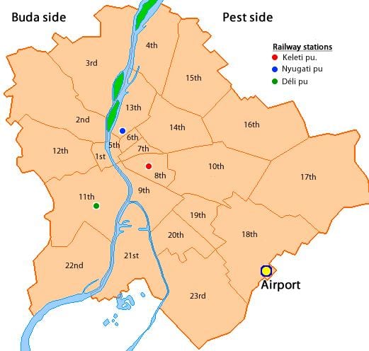 Budimpešta 8 četvrti karti