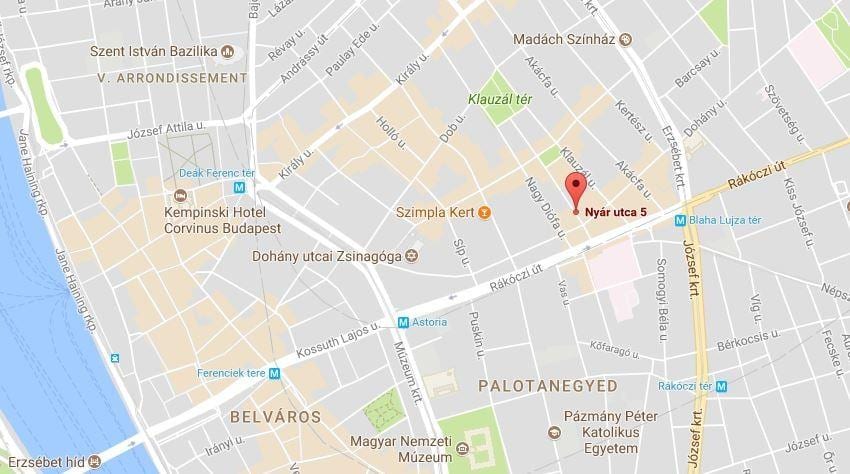 karta Budimpešte crvenih svjetiljki