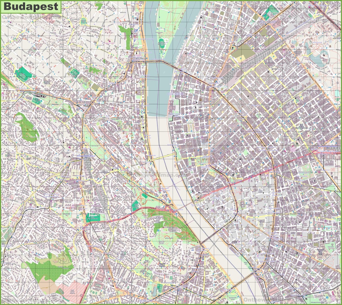 mapa ulica Budimpešte, Mađarska