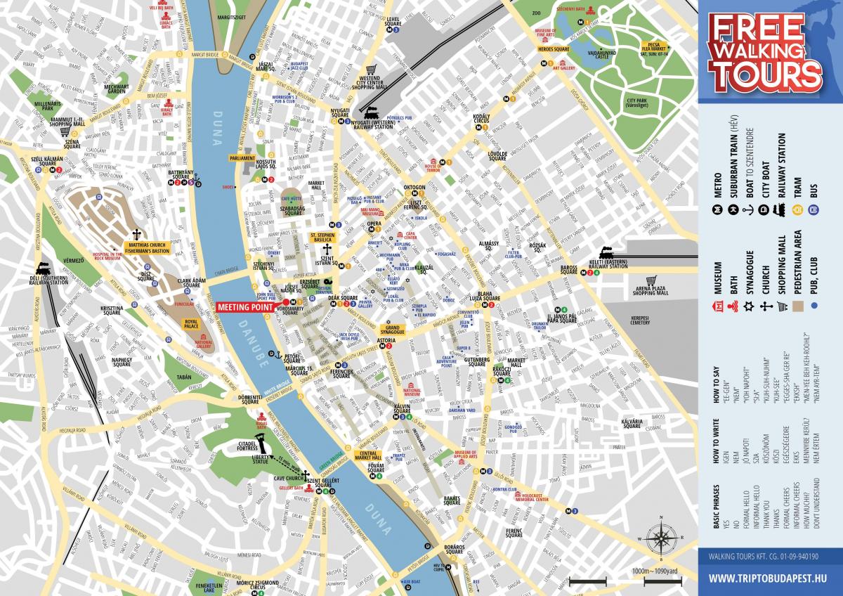 pješačenje u Budimpešti karti