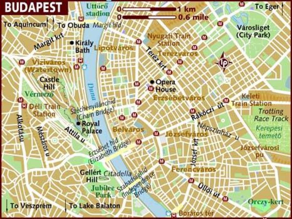 karta grada Budimpešte, Mađarska