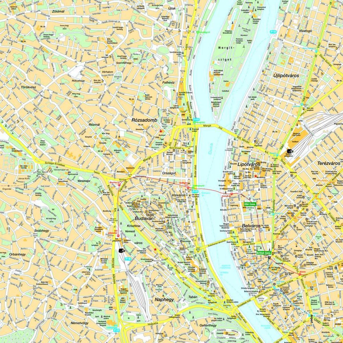 Budimpešta-centar na karti