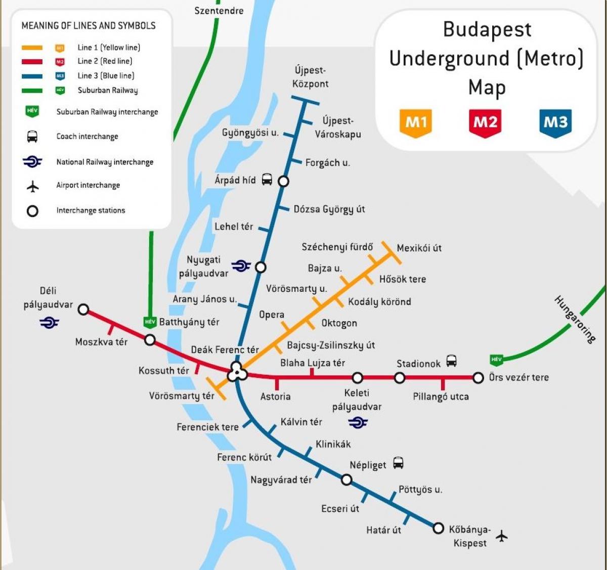 karta podzemne željeznice u Budimpešti, Mađarska