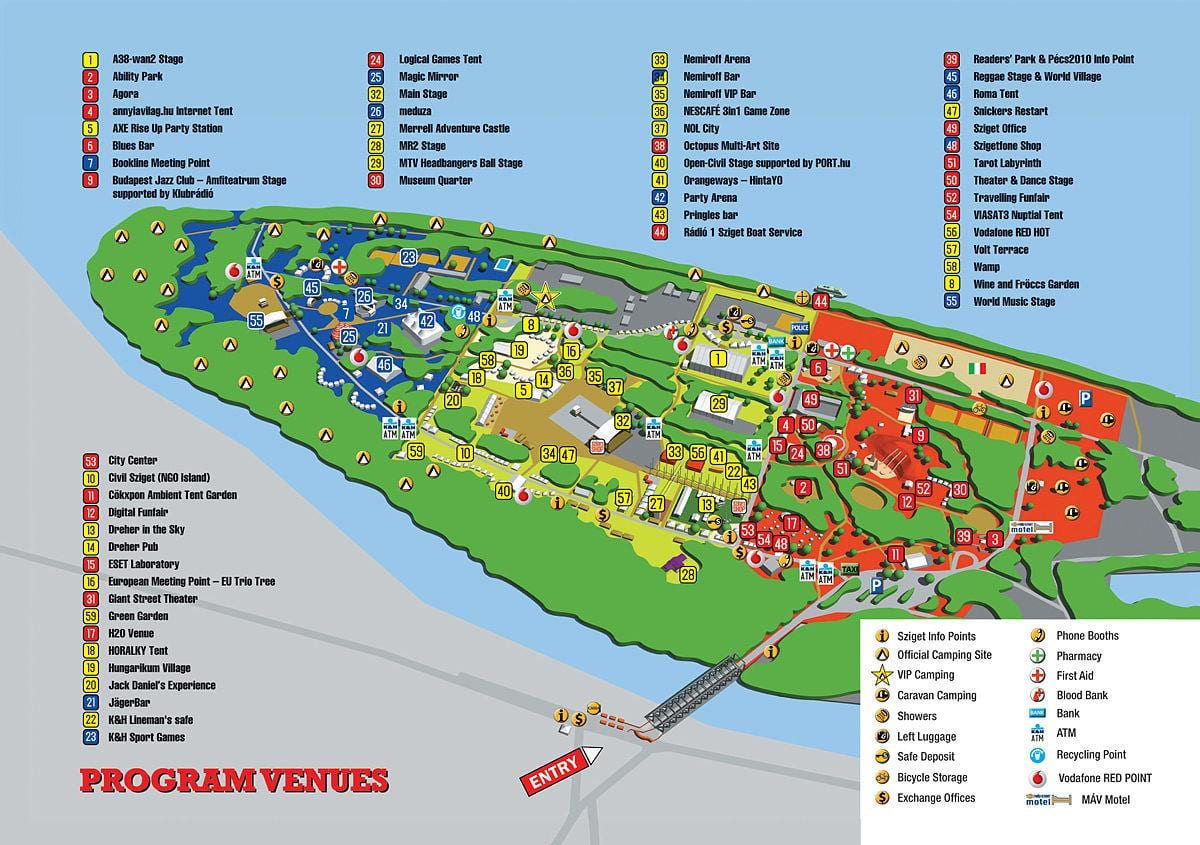karta Sziget u Budimpešti