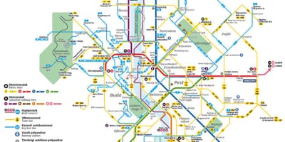 Budimpešta autobusne linije na karti