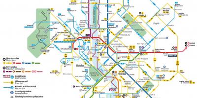 Budimpešta autobusne linije na karti